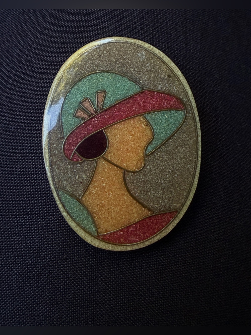 Lee Sands Stylized Woman Silhouette Side Profile lucite Brooch 1980s